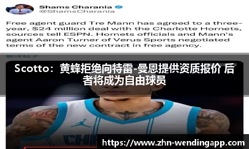 Scotto:黄蜂拒绝向特雷-曼恩提供资质报价 后者将成为自由球员